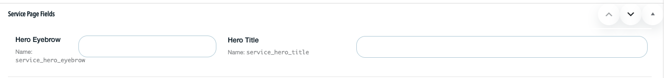 Hero eyebrow field in the Services Tool
